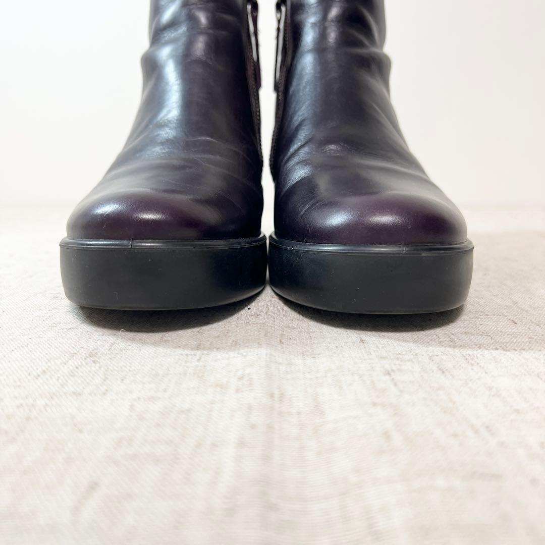 極美品★ECCO エコー ショートブーツ 厚底 サイドジップ 24cm