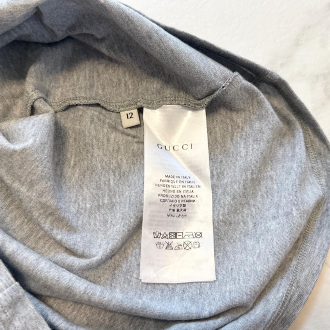 美品 Gucci チルドレン 半袖Tシャツ ネコ グレー サイズ12
