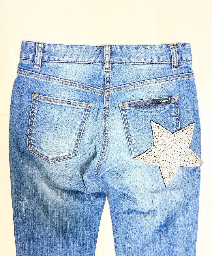 【新品 タグ付き】ドルチェ＆ガッバーナ ダメージ ビジュー デニム パンツ 36