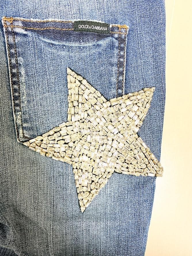 【新品 タグ付き】ドルチェ＆ガッバーナ ダメージ ビジュー デニム パンツ 36