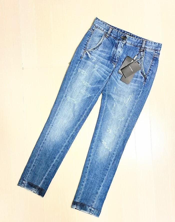 【新品 タグ付き】ドルチェ＆ガッバーナ ダメージ ビジュー デニム パンツ 36