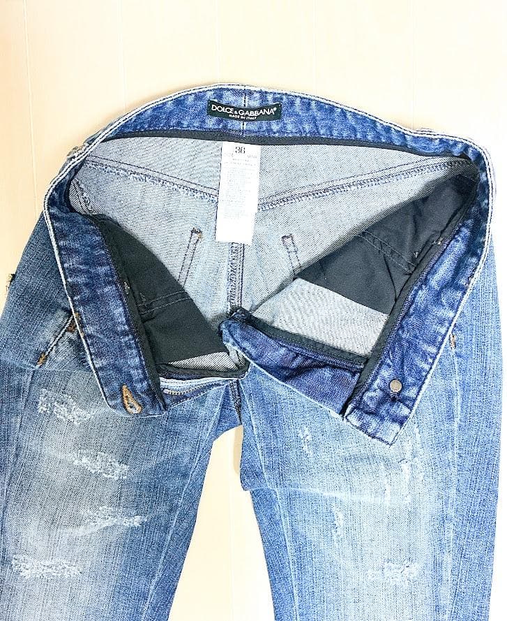 【新品 タグ付き】ドルチェ＆ガッバーナ ダメージ ビジュー デニム パンツ 36