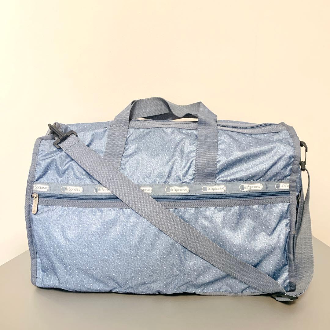 LeSportsac 2wayボストンバッグ デニム調ドット柄 ポーチ付 LG