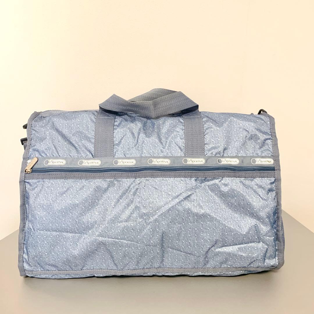 LeSportsac 2wayボストンバッグ デニム調ドット柄 ポーチ付 LG