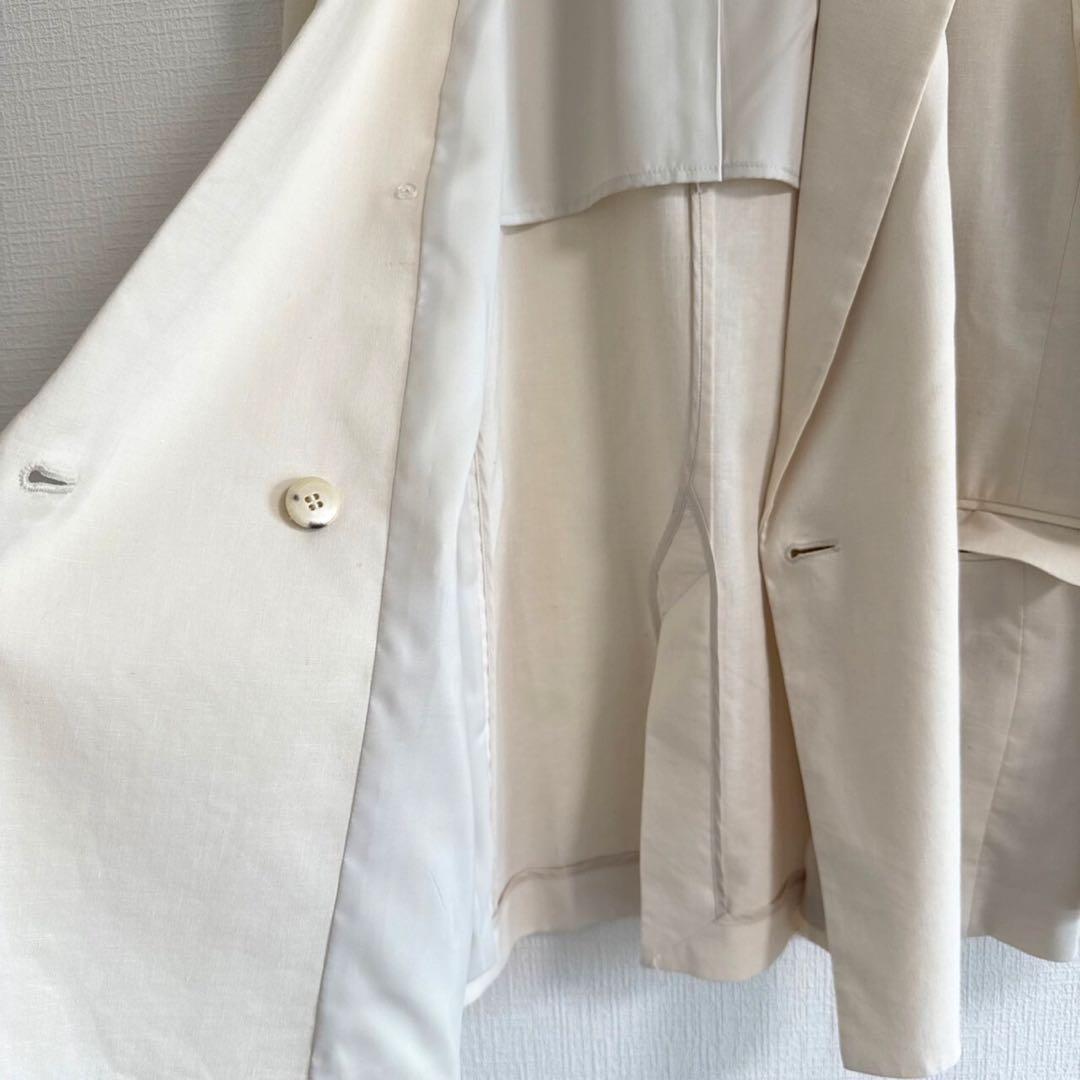 NOBLE 23SS 麻ストレッチピークドラペルダブルジャケット