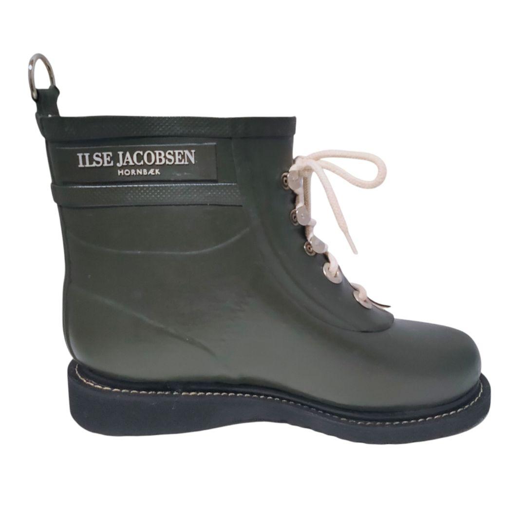 ILSE JACOBSEN レインブーツ レースアップ カーキ 23.0cm