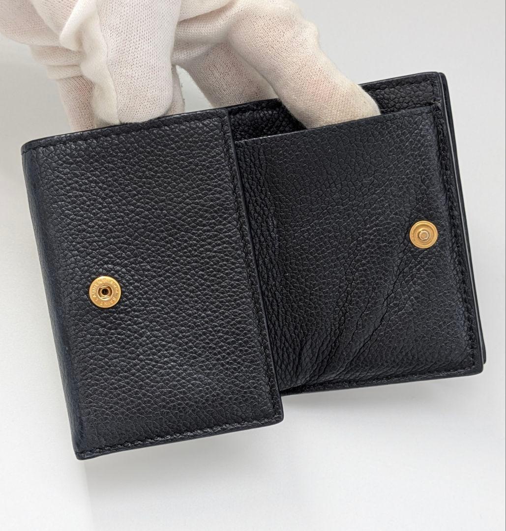 SAINT LAURENT 三つ折り財布 ネイビー コンパクトウォレット