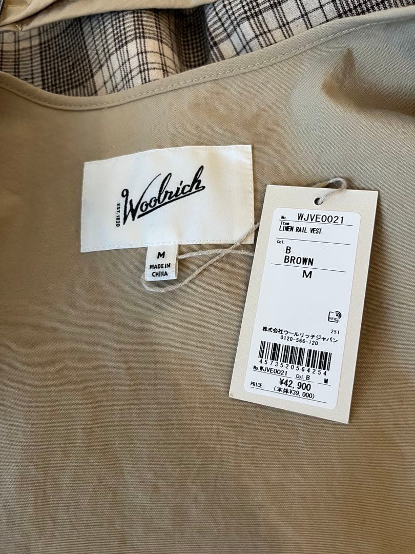 ✴︎未使用タグ付き　25SS woolrich コットンリネンベスト　Mサイズ