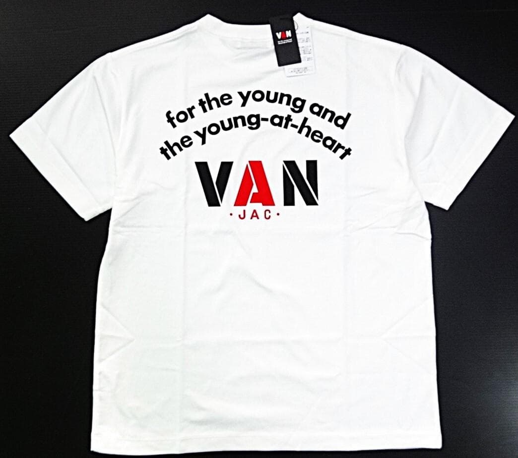 VAN JAC ヴァンヂャケット バックアーチロゴプリントTシャツ M ホワイト