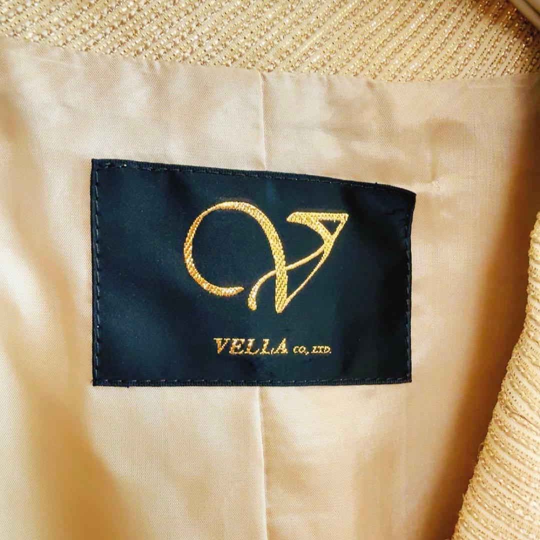 高級 VELLA ベラ シルク混 ゴールドラメ ジャケット 40 日本製 華やか