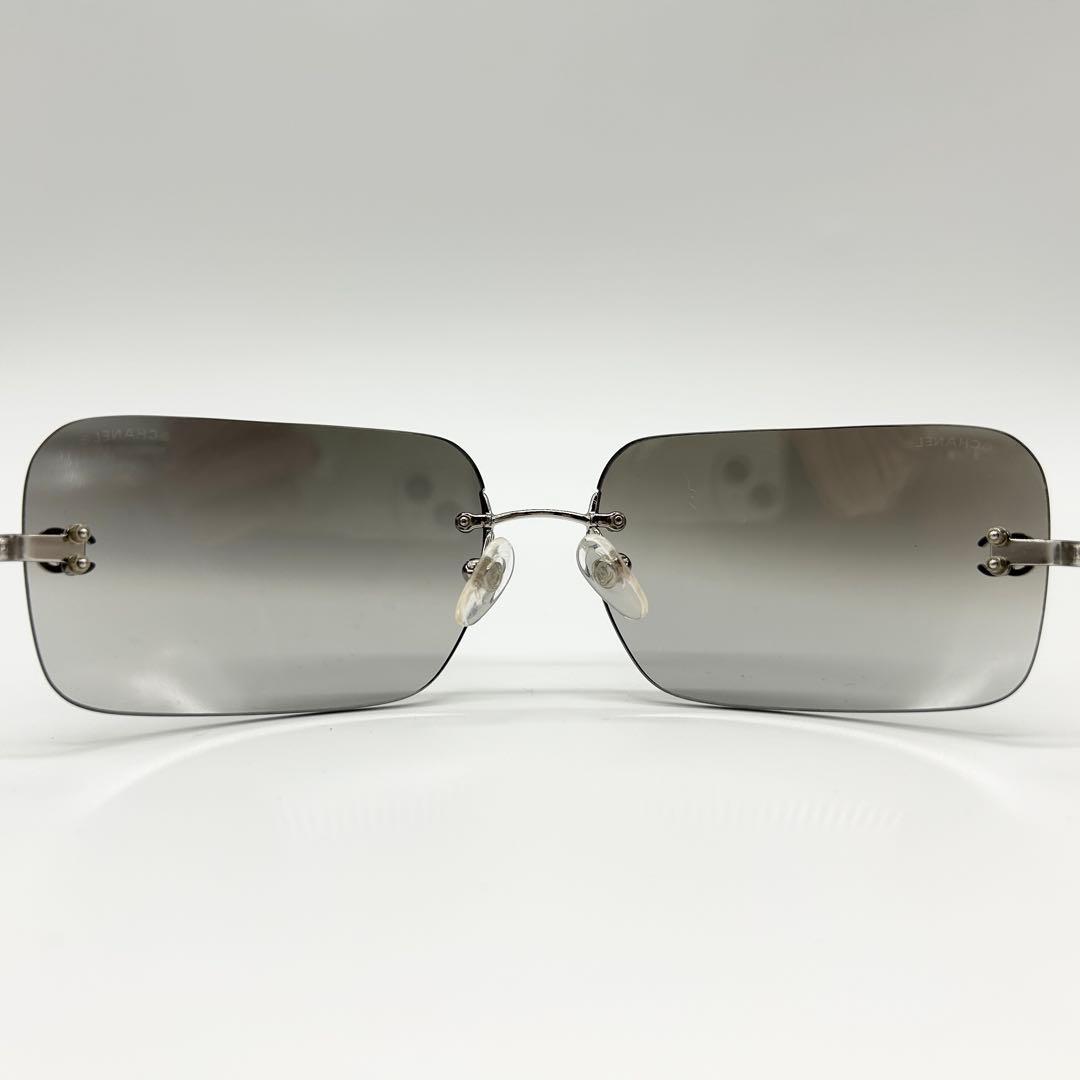 極美品 CHANEL シャネル 4017 リムレス サングラス グレー