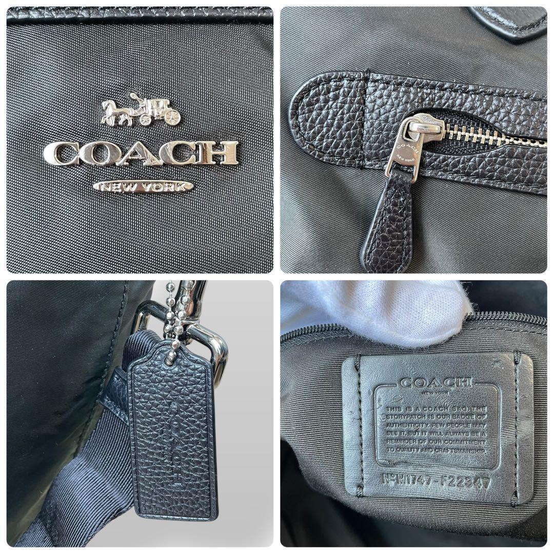 美品 COACH コーチ★2way 馬車ロゴ ナイロン レザー ボストンバッグ