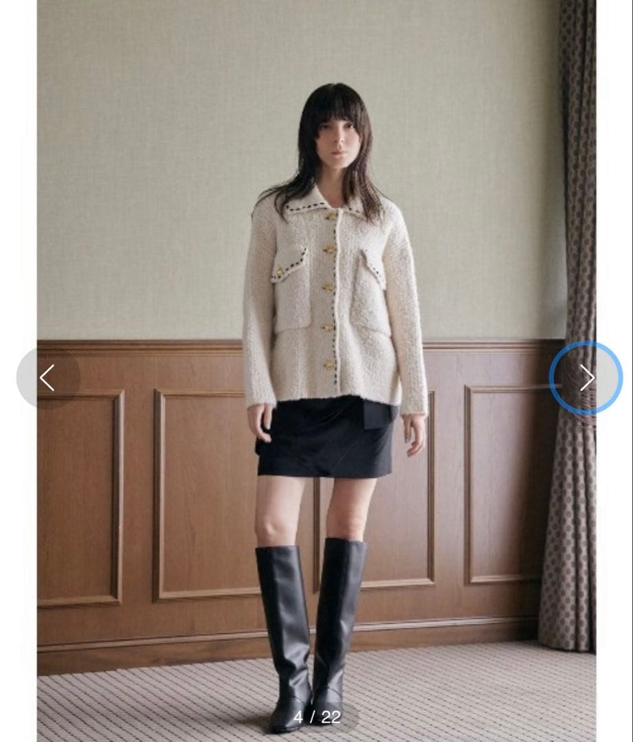 COEL ステッチブークレーニットジャケット　カーディガン