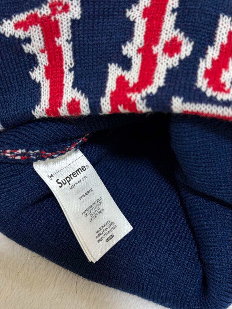 帽子 Supreme Arabic Jacquard Beanie Navy
