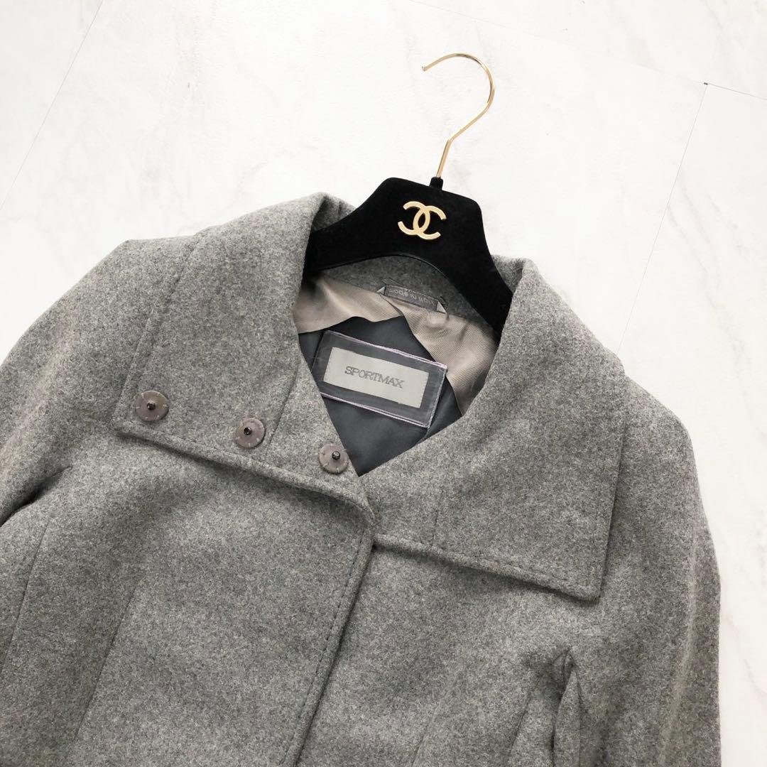 極美品❤️スポーツマックス　マックスマーラ　ロングコート　Aライン　グレー　M