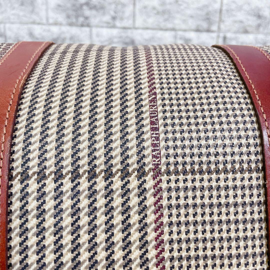 美品　ポロラルフローレン　2way ボストンバッグ　千鳥格子　旅行　PVCレザー