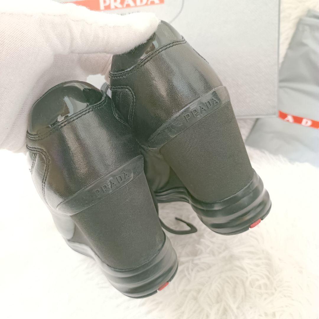 未使用級✨️箱袋付き　PRADA ウェッジ　インヒール　スニーカー　23.5cm