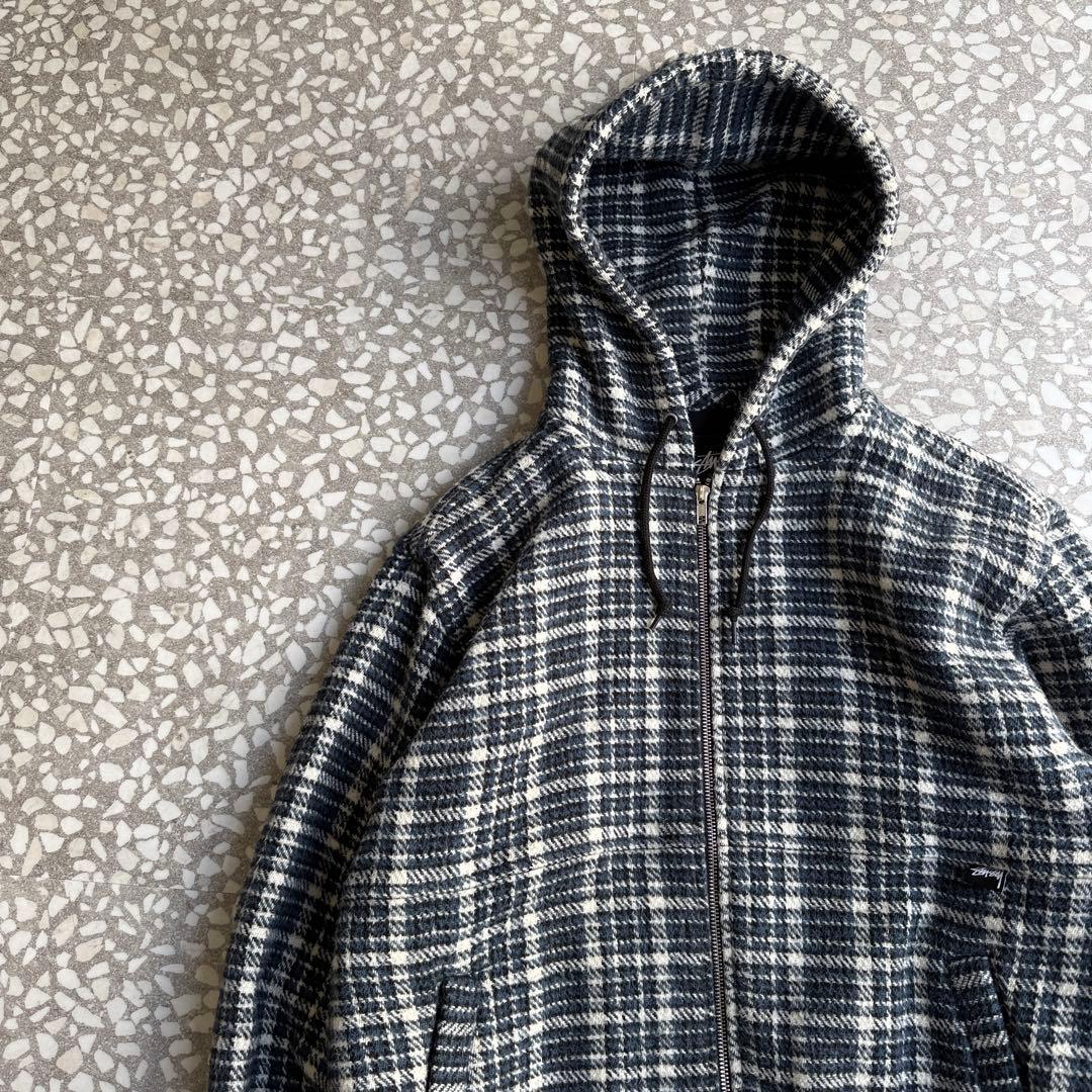 【短丈ボックス、フランネルワークジャケット】stussyアウター古着ストリートM