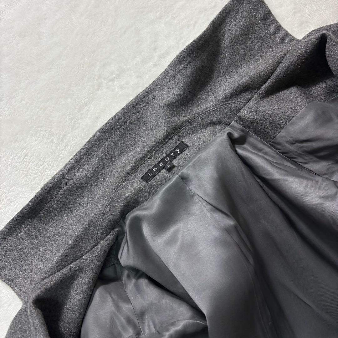【カシミヤ100％】Theory グレー ダブルブレスト コート ベルト付き