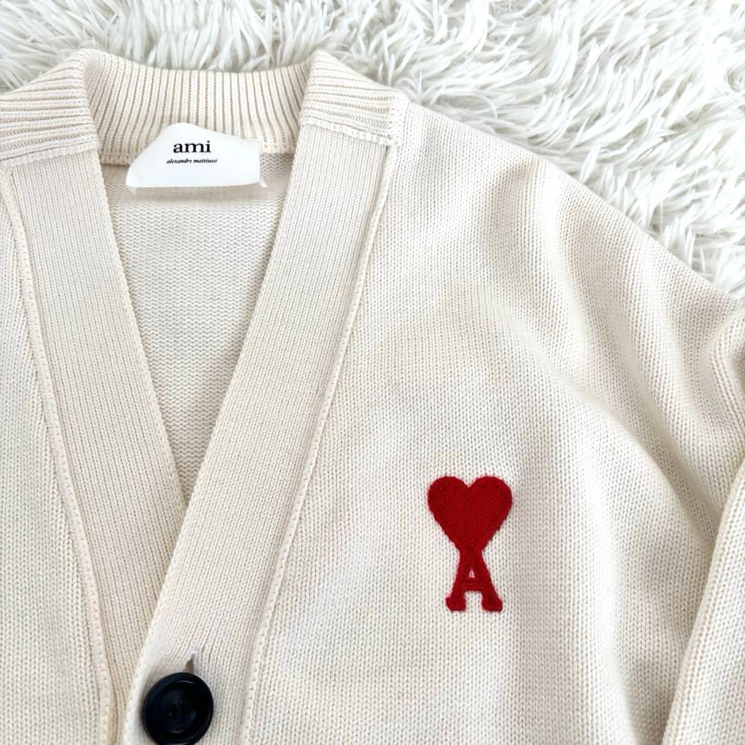 極美品 ✨AMI PARIS ハート刺繍ニットカーディガン アイボリーレディース