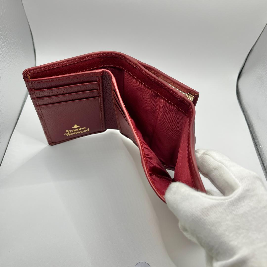 大人気 Vivienne Westwood 特価 がま口 折財布 エンジ 人気