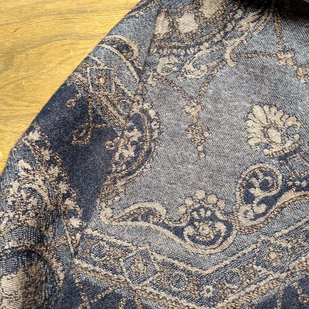 TRUSSARDI 扇と置時計 大判ウールストール ショール 茶系
