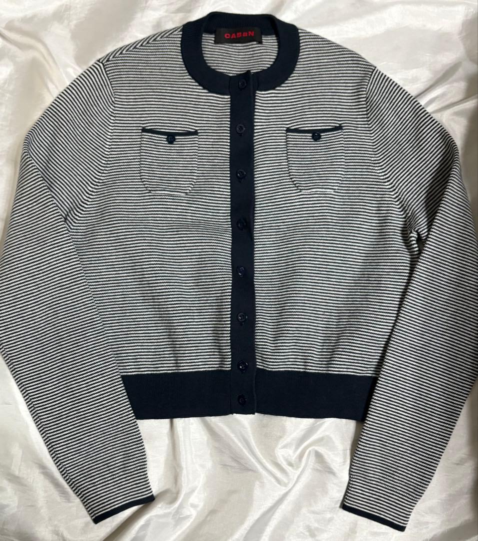 キャバン caban 美品 コットンカシミヤクルーネックカーディガン ネイビー