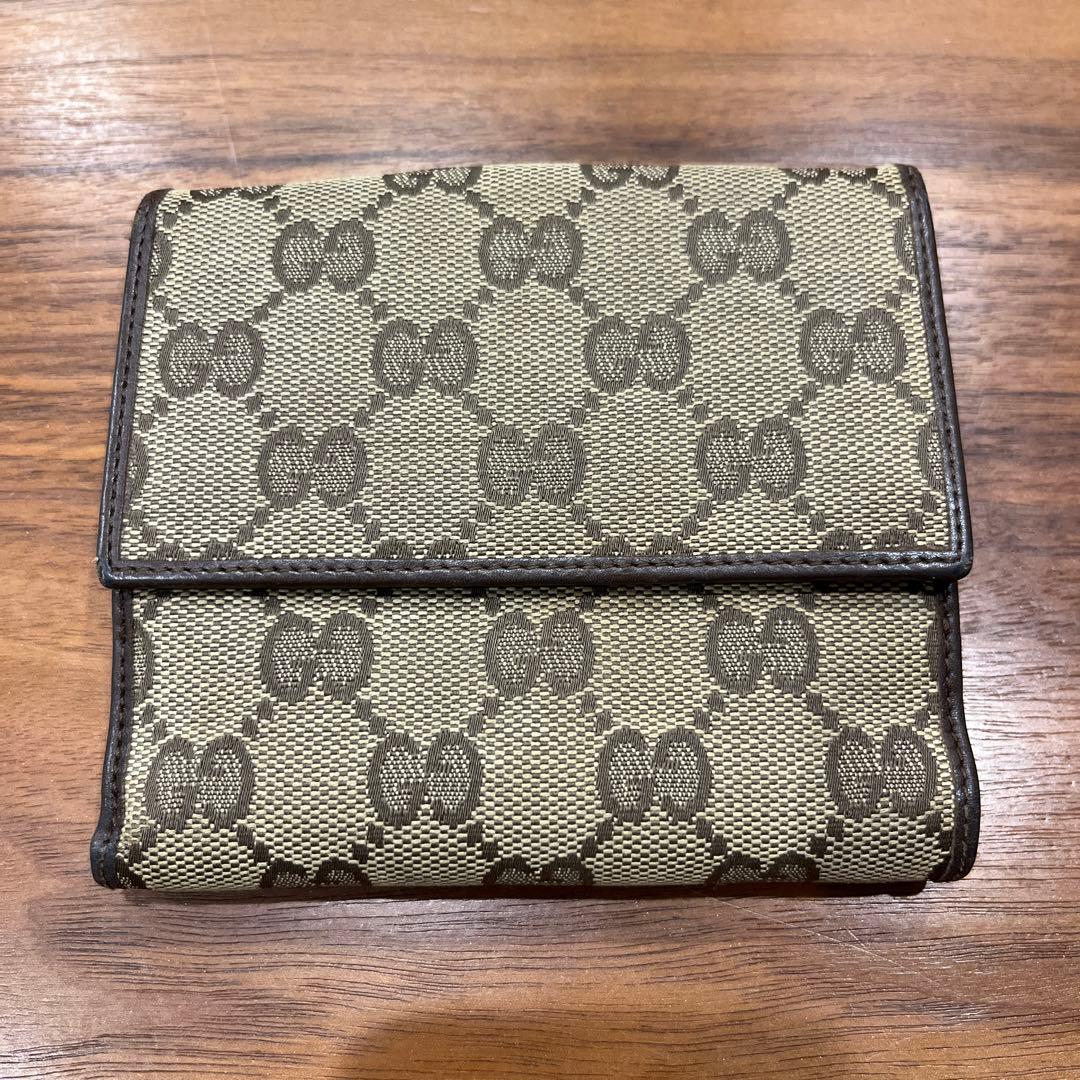 GUCCI 二つ折り財布 GGパターン ベージュ/ブラウン