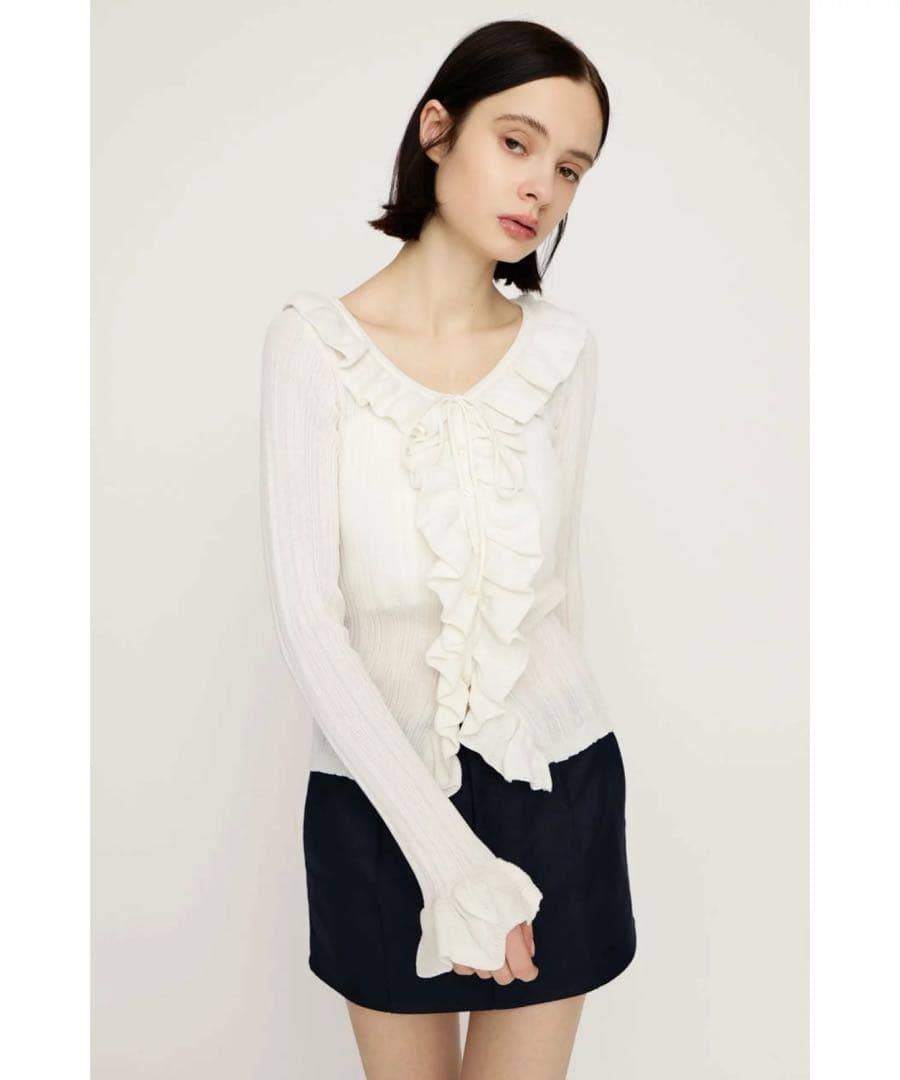 トップス FRONT FRILL KNIT TOPS