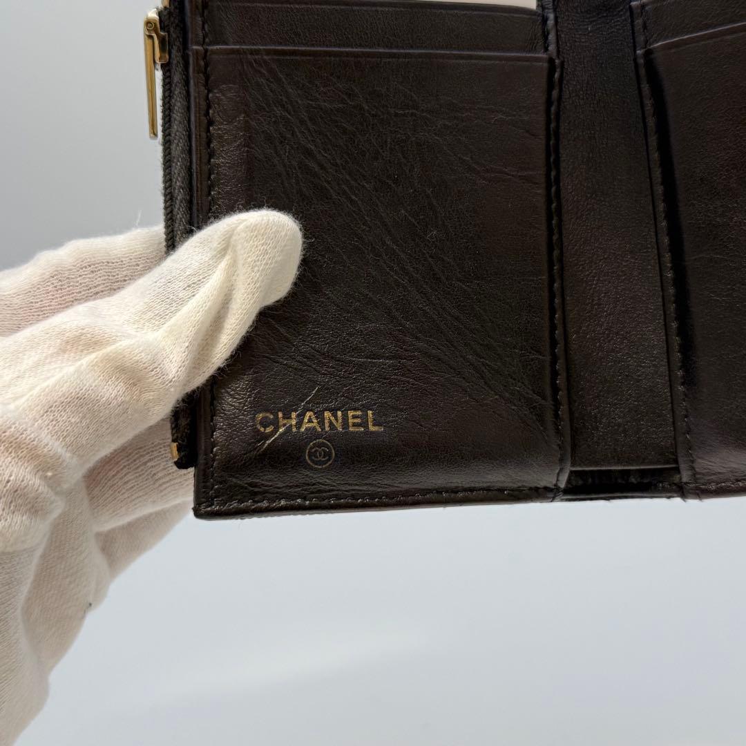 【極美品】CHANEL マトラッセ　三つ折り 財布　キャビア　箱ギャランティ付