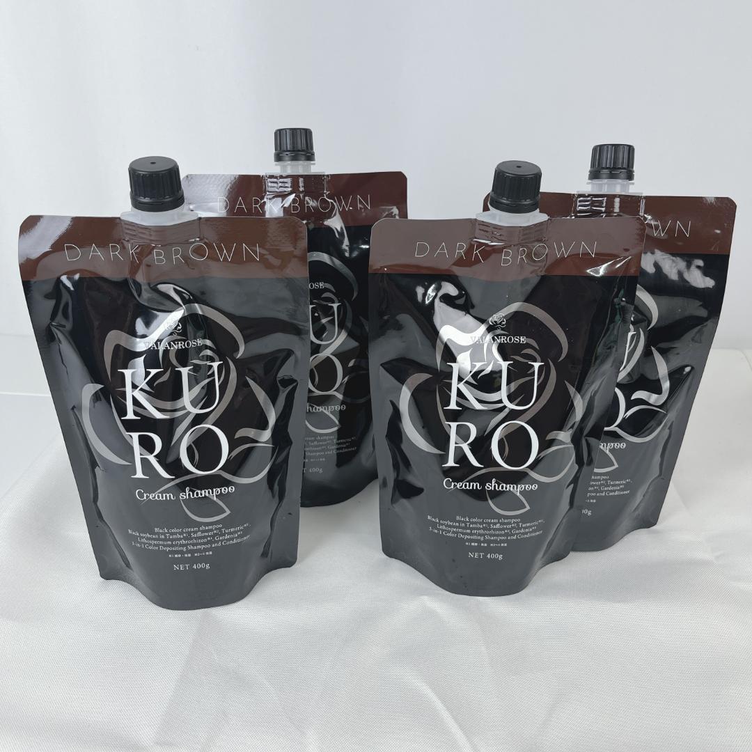 新品☘️ KURO クリームシャンプー ダークブラウン 400g x 4個セット