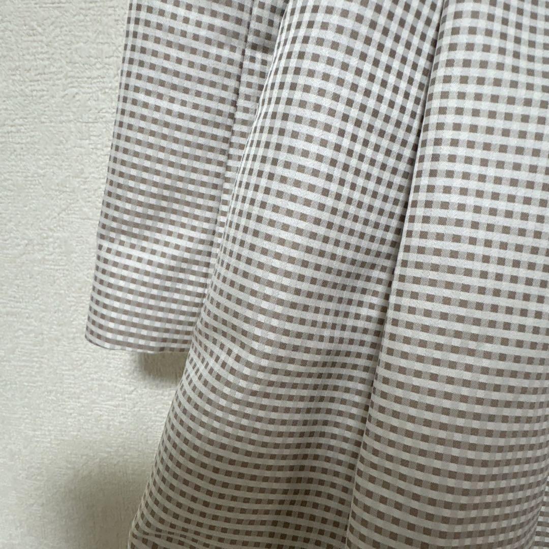 Rene TISSUE お花ジップ　コート　チェック　ポリエステル　リボン