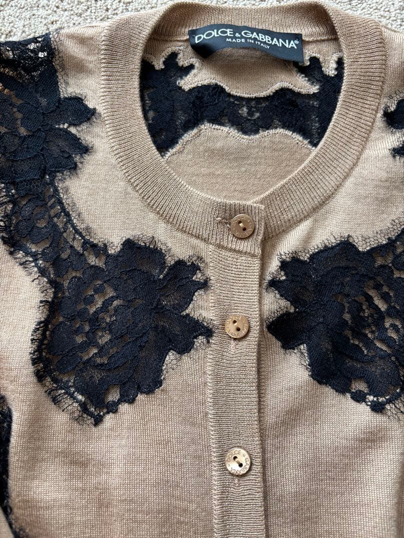 Dolce&Gabbana レース ニット アンサンブル ベージュ カーディガン
