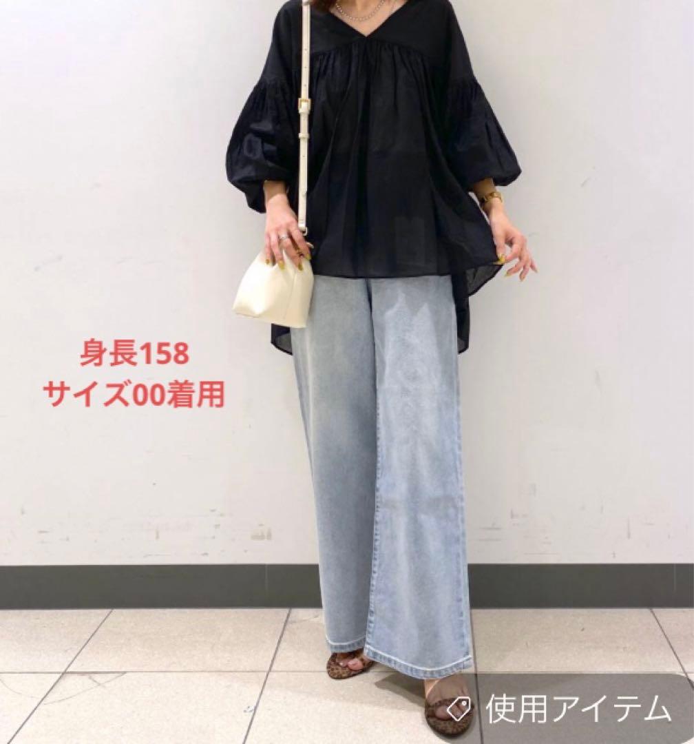 ソフトウエストワイドデニムパンツ【現在販売中】バンヤードストーム♪ペールブルー