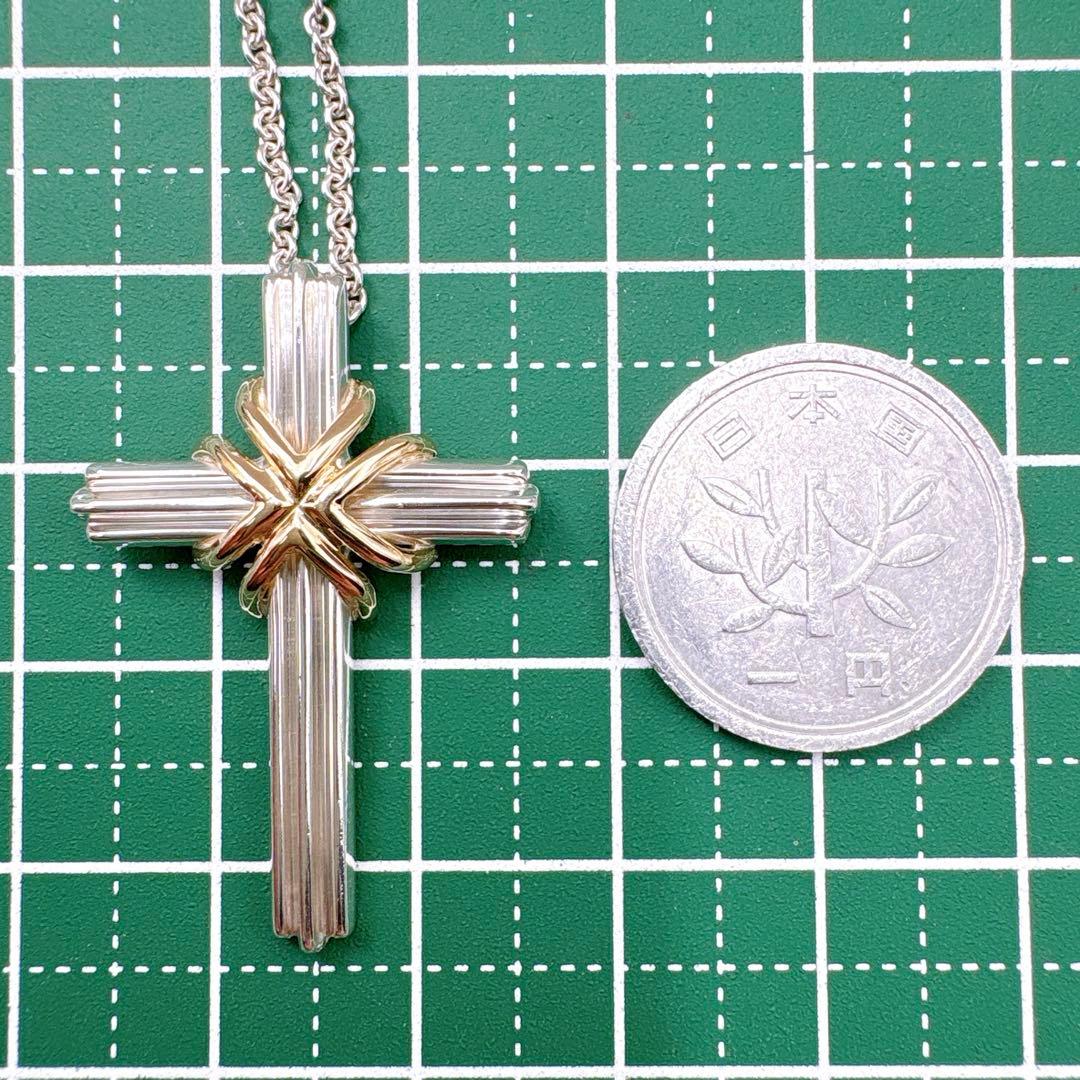 極美品 オールドティファニー シグネチャークロス ネックレス シルバー k18