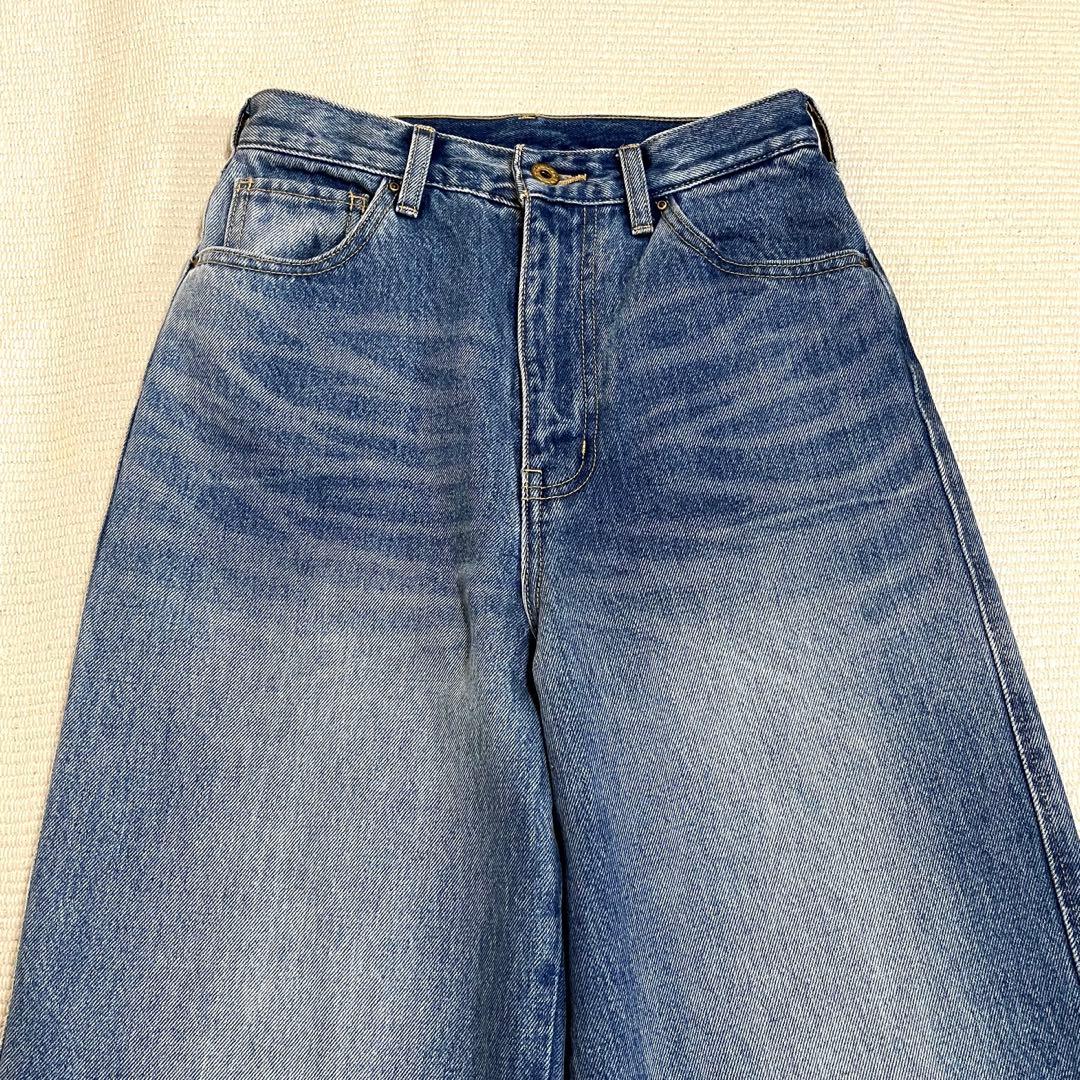 スピック＆スパン　51/2 カーブラインデニムパンツ　ヴィンテージ加工　26