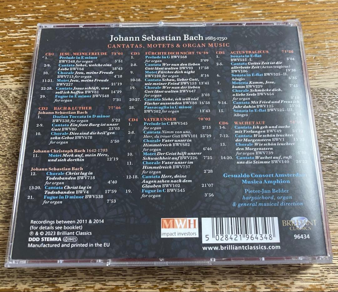 バッハ　カンタータ・モテット・オルガン作品集　６CD