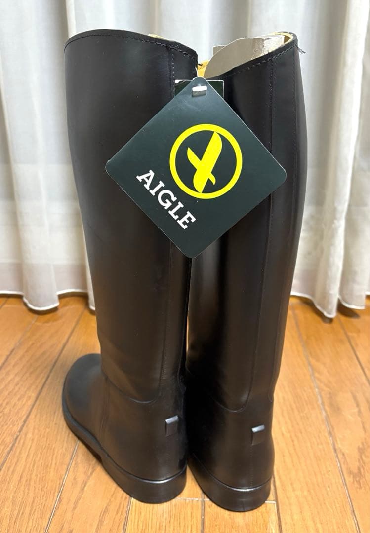 AIGLE 37 レインブーツ　乗馬ブーツ　フランス製　ブラック