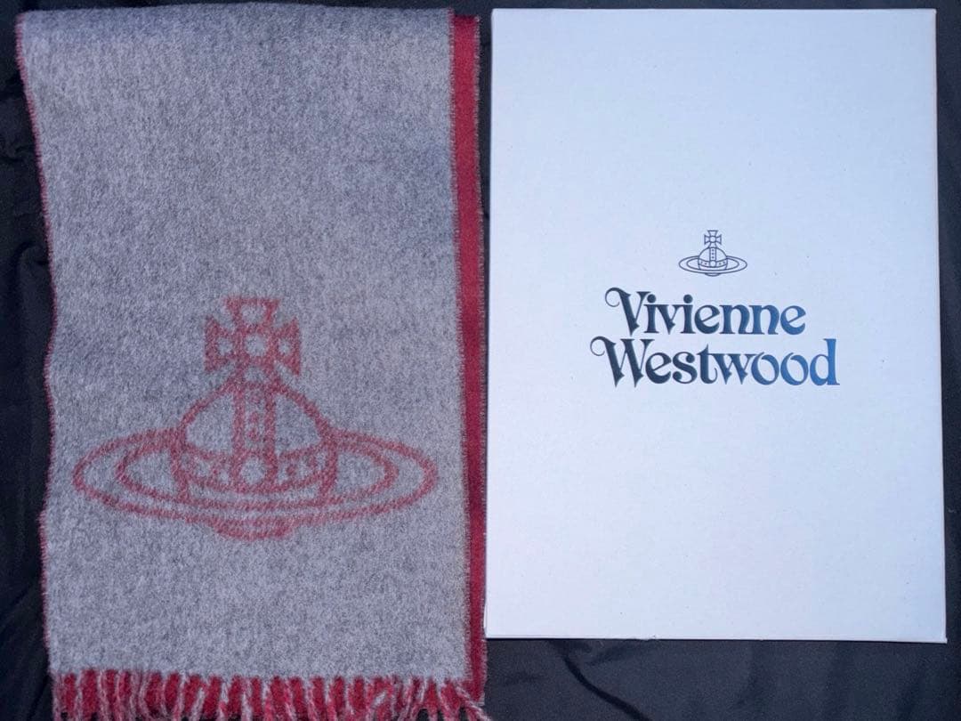 Vivienne Westwood マフラー グレー/レッド 即日発送
