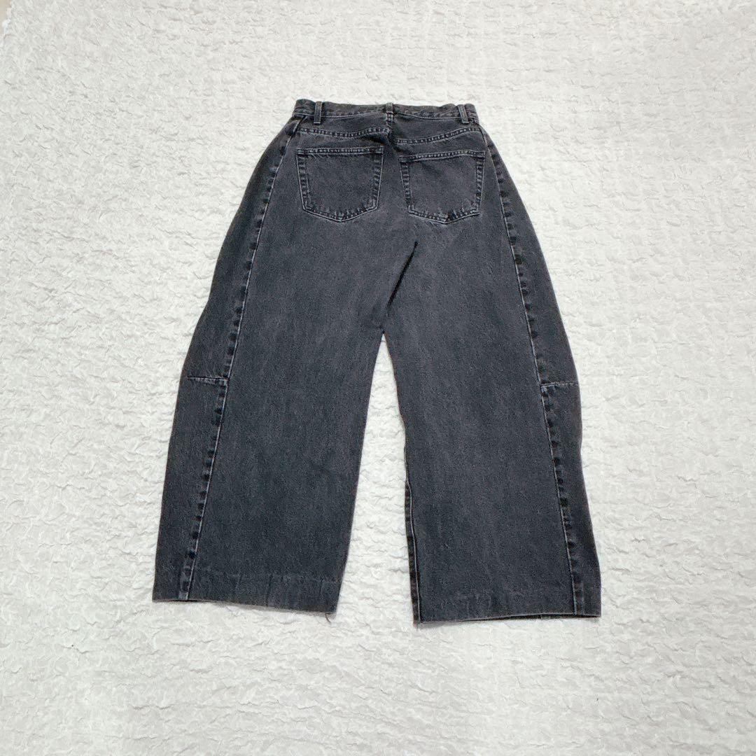 《MOUSSY》マウジー　ブラック デニム ワイドパンツ　バルーンシルエット
