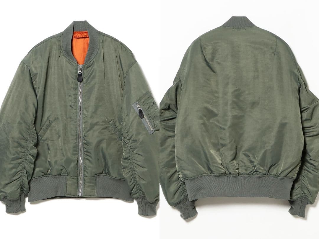 3月中削除 B:MING by BEAMS 撥水ナイロンMA-1 オリーブ S