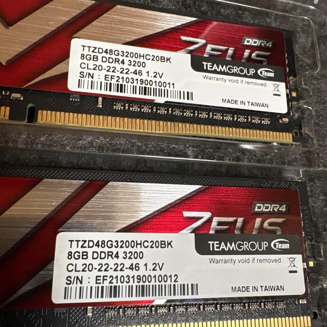 DDR4 3200MHz 16GB(8GBx2) TEAMGROUP 動作品