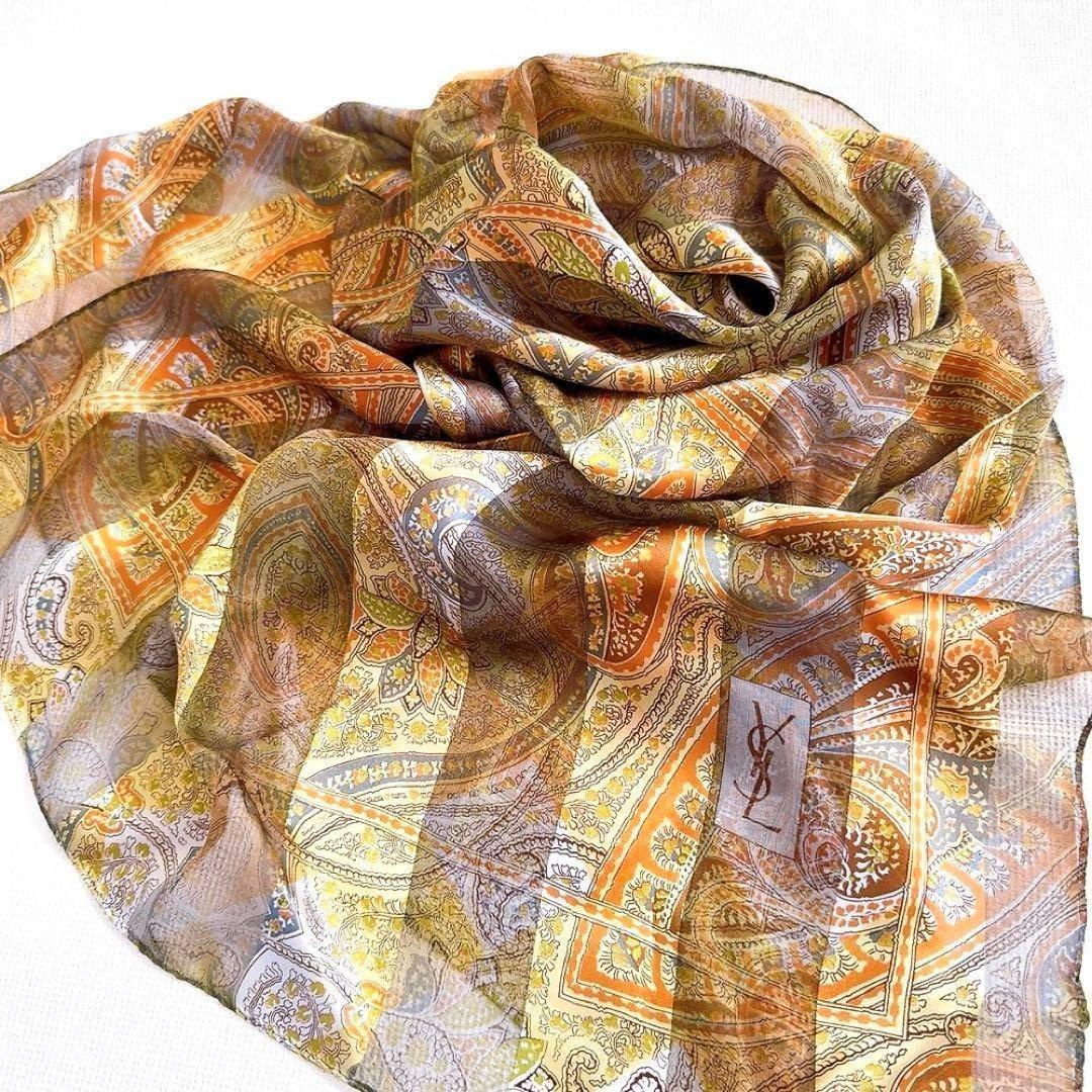 【希少/極美品】イヴ・サンローラン ショール ストール ペイズリー シルク100