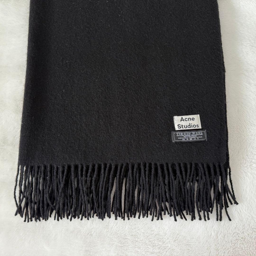【マフラーピン・袋付】Acne Studios ブラック マフラー ストール