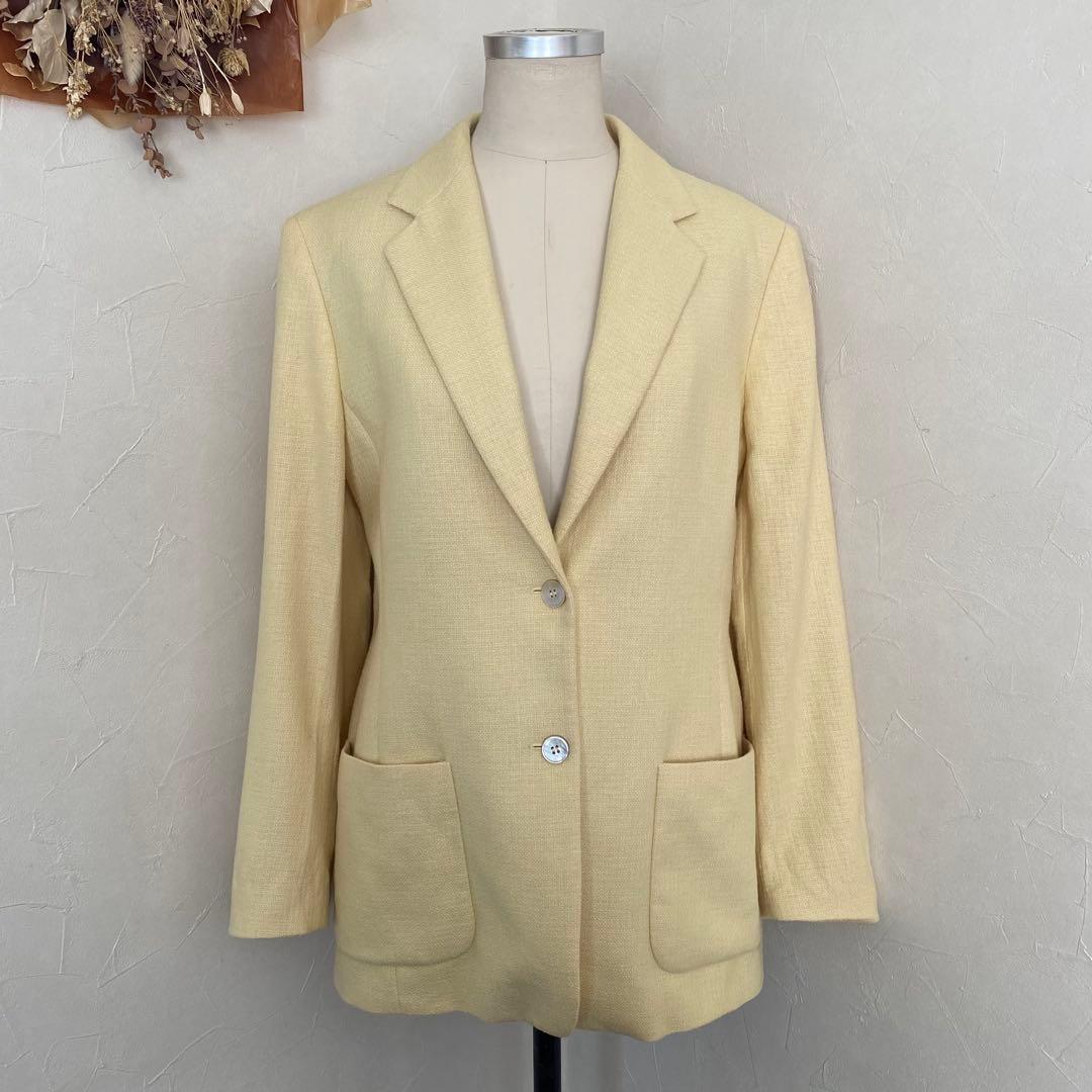 美品　最高級　白タグ MaxMara テーラードジャケット シルク　麻 ウール