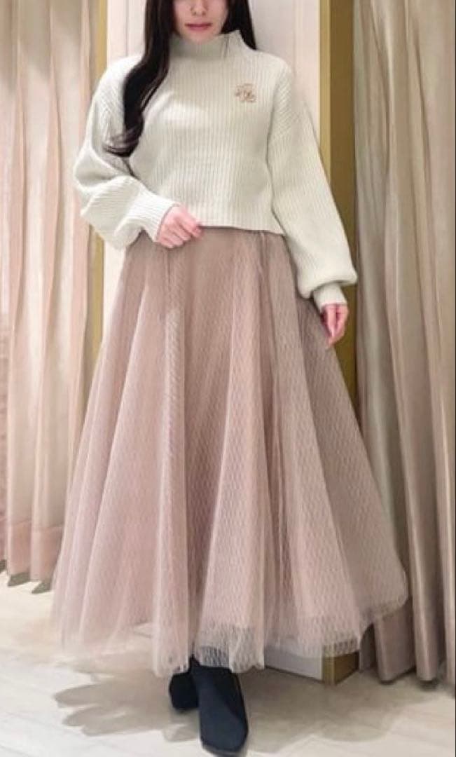 ウィルセレクション ラメ チュール ボリューム スカート 新品 タグ付 ピンク