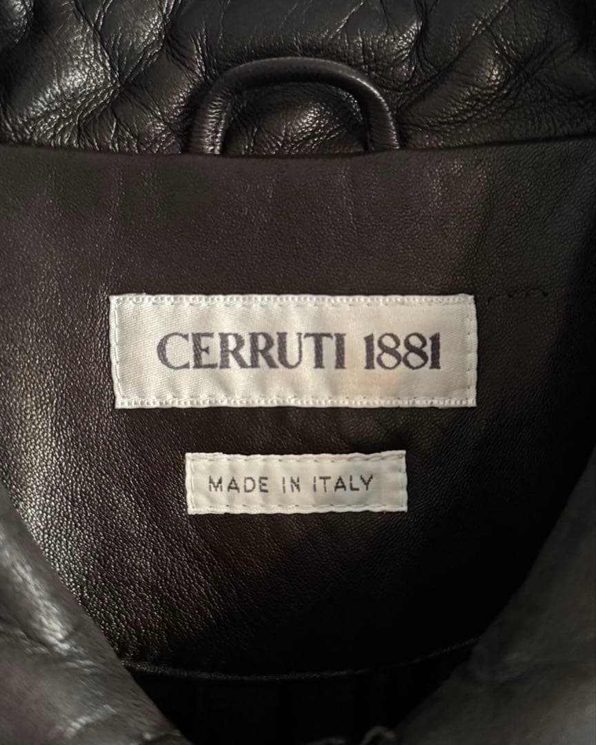 90s CERRUTI セルッティ 極厚ラムスキンレザー ハーフコート