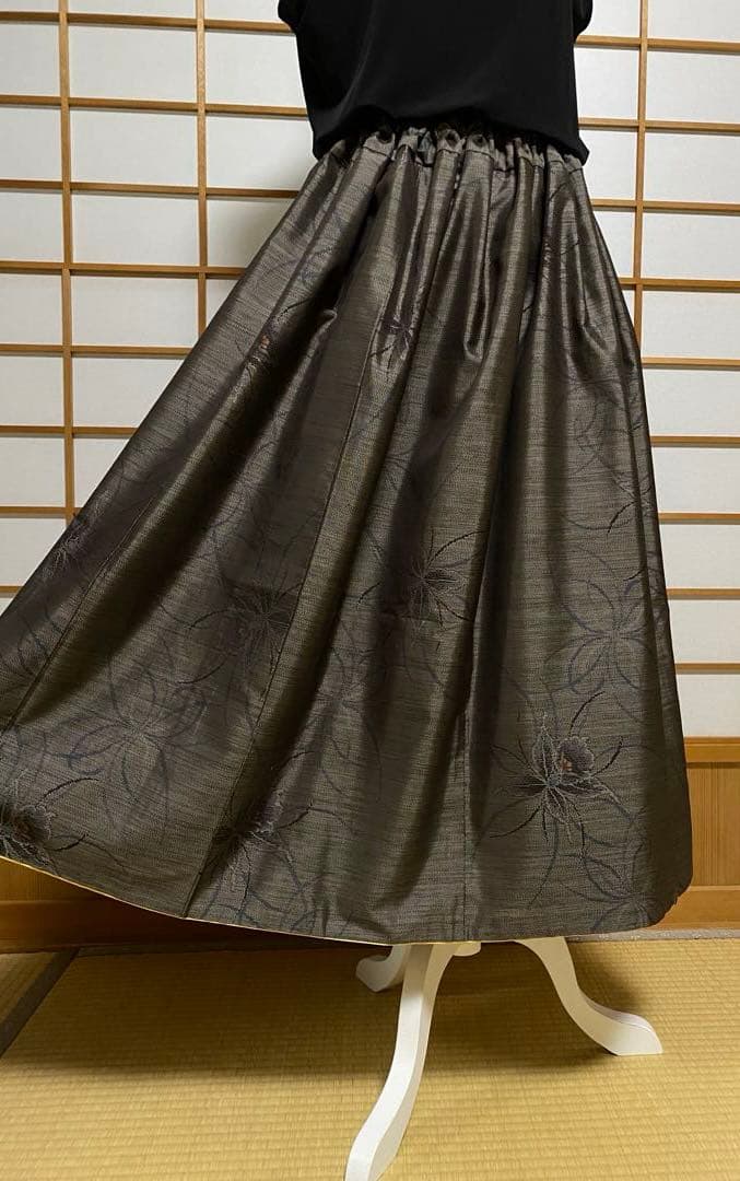 41A着物リメイク　本場大島紬　スカート