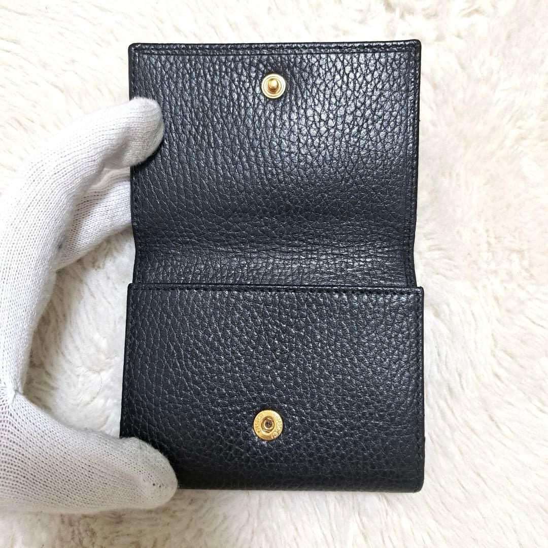 ✨極美品✨グッチ　三つ折り　マーモント　レザー　ブラック　黒　GG金具