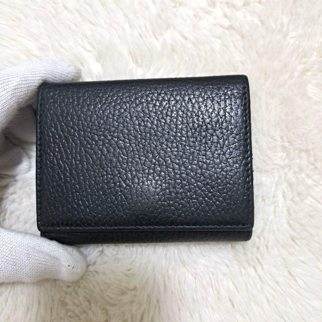 ✨極美品✨グッチ　三つ折り　マーモント　レザー　ブラック　黒　GG金具